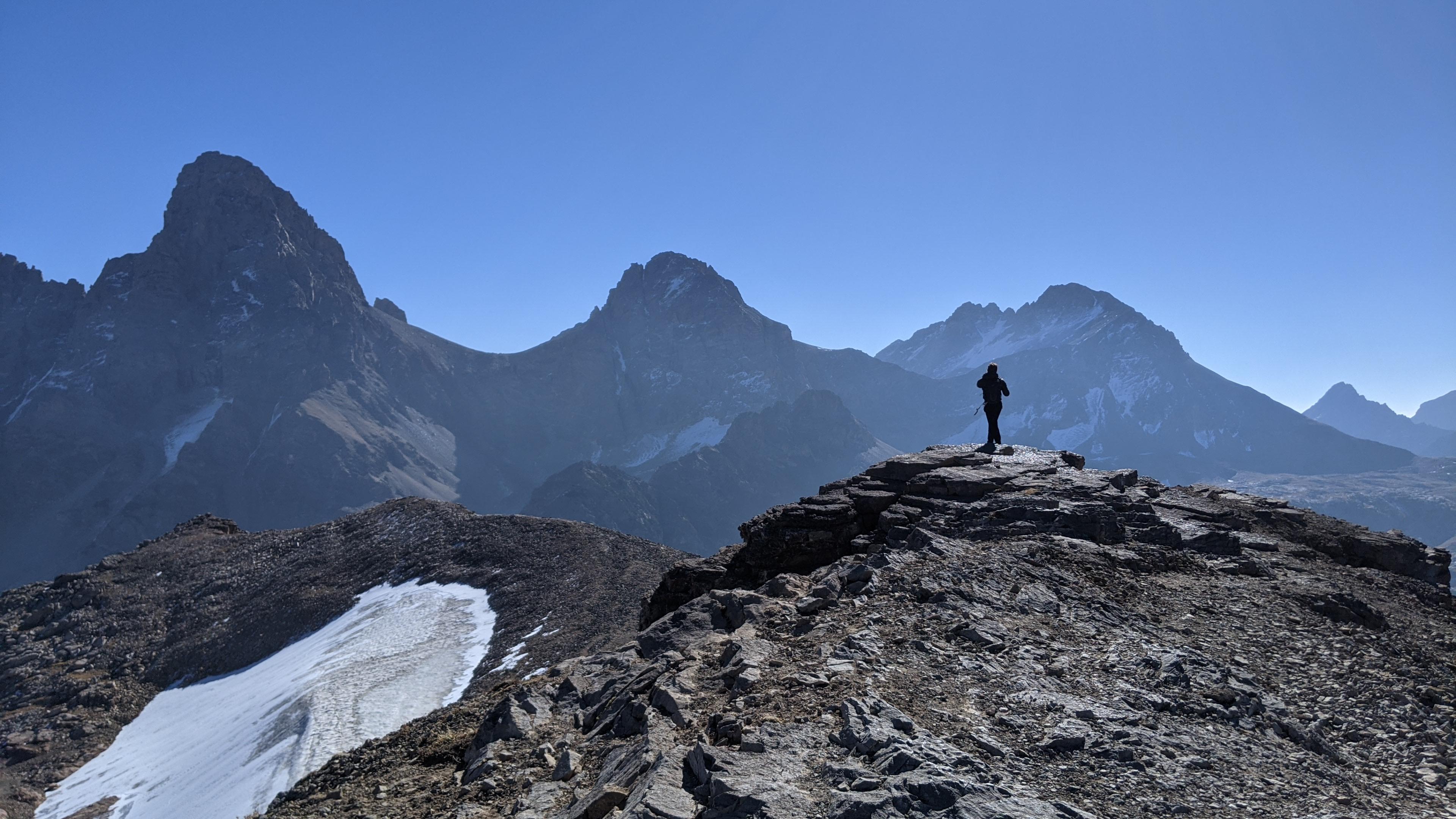 Silhouette of a hiker on top of Table Mountain